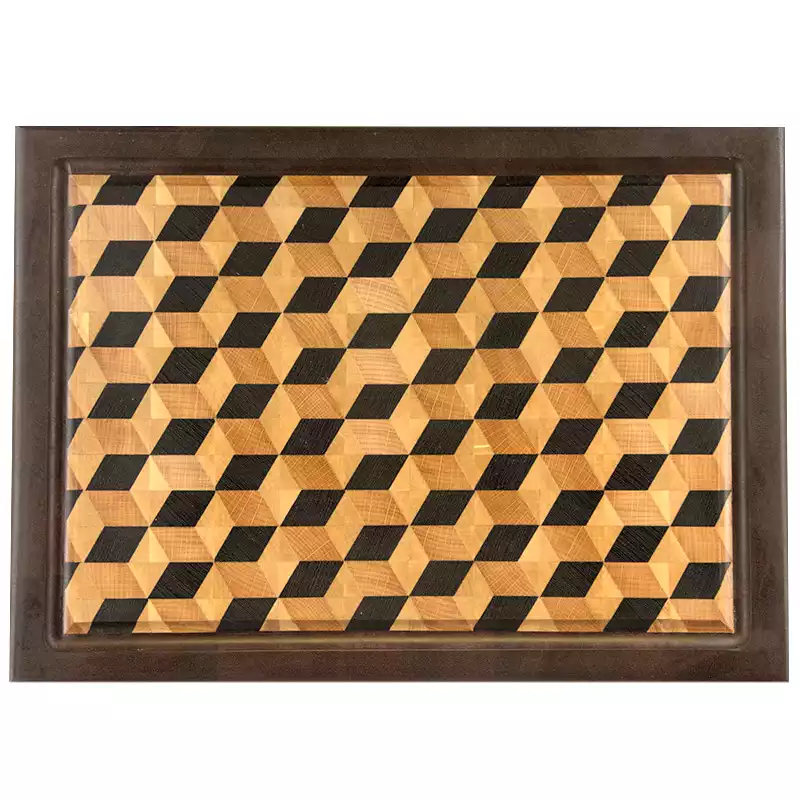 3D skærebræt med saftrand og mahogni kant. Type 1